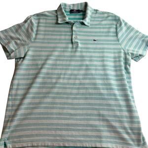 Vineyard Vines Polo Shirt Men's Size XL Blue Striped Pima Cotton
